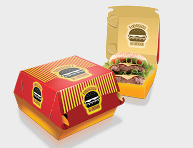 Embalagem para Hambúrguer Papel Alimentício 270g com Película Antigordura 11x11,5x5cm - 4x0 - 500 unid